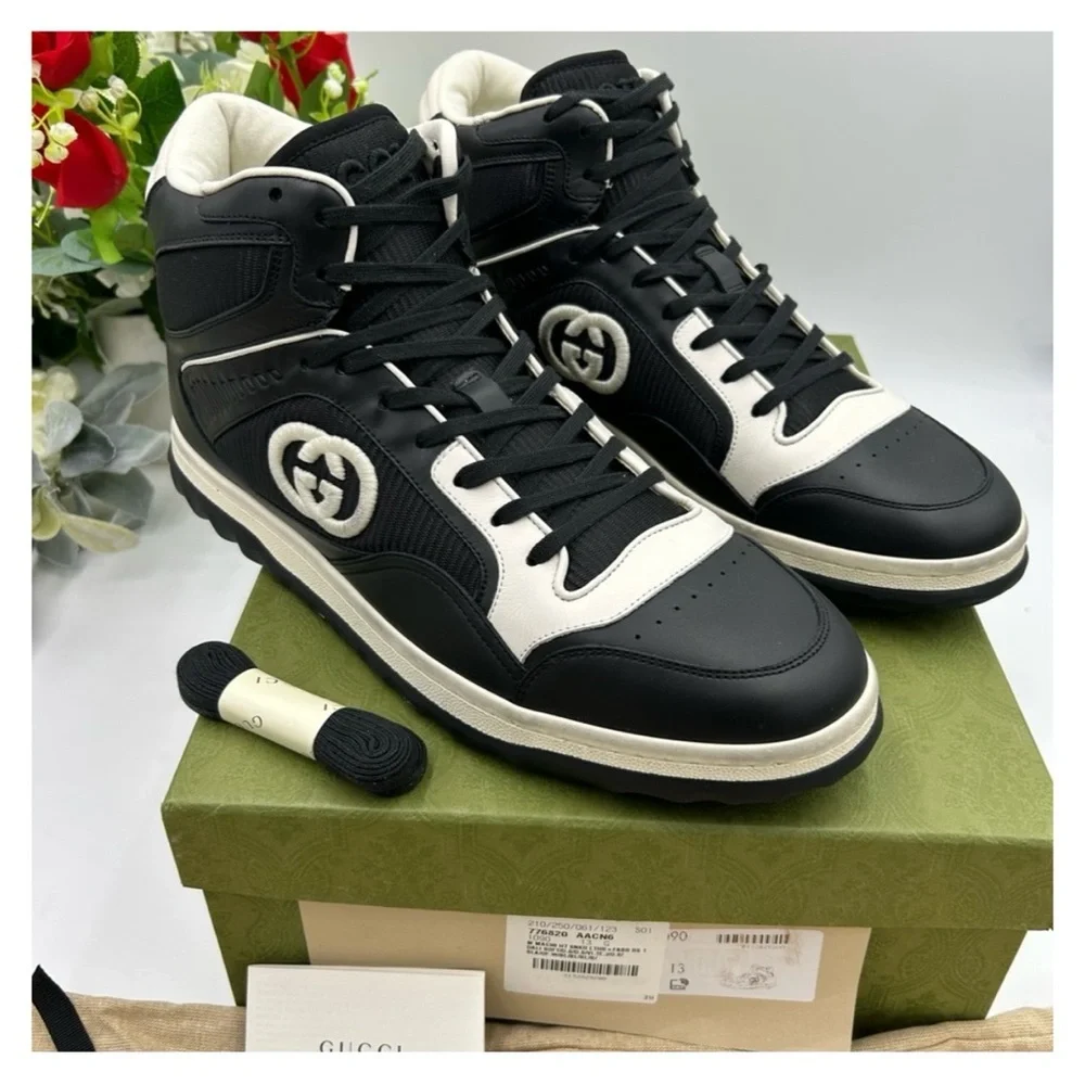 Gucci MAC - 80 high top distressed leather sneakers size 13 made in Italy